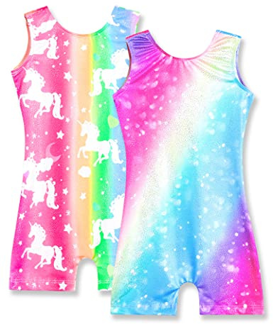 Nymphperi Gymnastics Leotards for Girls Size 4T 5T 2 Pack Sleeveless