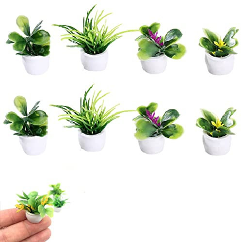 Plantes Miniatures pour Maison de Poupée,Maison de Poupée Miniature,Plante Artificielle Miniature,Mini Plante Artificielle Décoration de Jardin,pour Maison de Poupée,L'Intérieur,Bureau,Jardin,8Pcs