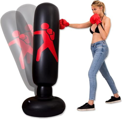 Yuehuamech Sac de frappe gonflable sur pied pour entraînement de boxe, kick-up, support pour karaté, taekwondo, MMA, soulagement de la pression, musculation, kick-training