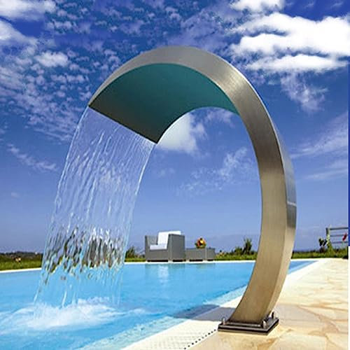 ALSUP Edelstahl-Pool-Brunnen, Pool-Wasser-Brunnen ，für Wasserpark, Silber Wasserfall Vorhang für Teich, heiße Quellen, Spa und Pool,80x50cm