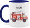 Tasse Tassen 325ml - Feuerwehr Auto I Feuerwehrauto I 112 I Fire Truck I Löschfahrzeug - 325 ml - Dunkelblau - feuerwehrmann zubehör kinder feuerwehrtasse jugendfeuerwehr feuerwehrautos