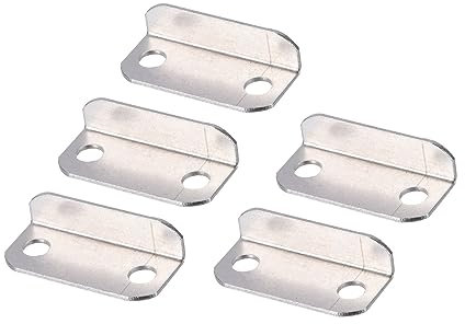 QUARKZMAN 29mm Cajón Bloqueo Golpe Placa x 5uds Metal Ángulo para Hogar Oficina Gabinete Armario Cajón, [Plata]