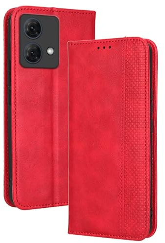 Topme Cover per Motorola Moto Edge 40 Neo (6.55 Inches) Custodia Case, Custodia per Telefono in Pelle Elegante Slot per Schede Testurizzato.Rosso