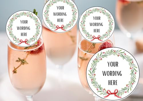 20 x 4.5cm edible Christmas champagne prosecco flute drink toppers uncut personalised 5
