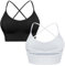 Sykooria Sport BH Damen Gepolstert Bustier Ohne Bügel Spaghettiträger Cross Back Design Push Up Sport Bra Top für Yoga Fitness, 295-2pcs (Schwarz+Weiß), M