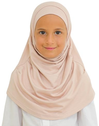 Prien Hijab Für Kinder, Türkisch Kopftuch Mädchen, Muslim Damen Schal, Viszid Tuch, Islam Kopftücher, Muslimische Frauen Khimar Abaya, Easy Kleidung, Tesettür Giyim (Beige)