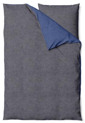 SETEX Wendebettwäsche 155x220 cm - 2-teiliges Bettwäsche-Set in ansprechendem Dunkelgrau-Dunkelblau-Design, Inklusive Bettdeckenbezug und Kissenbezug (80x80 cm), Aus 90% Baumwolle/10% Polyester