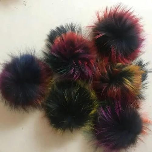 4PCS 15-17CM Natürliche Echt Fell Pompons Pelz Pom Poms Haar Bälle Für Hut Kappen Schal Und schlüsselbund Echt Fell Pompon Mit Knopf