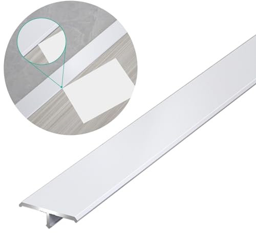 Übergangsprofil Schmale Fuge Bodenübergangsleiste Holz zu Fliese, T-förmige Flache Schwellenkantenverkleidung, Metallspaltabdeckungs-Verbindungsstreifen, Trennstreifen für Zuhause (Color : White)
