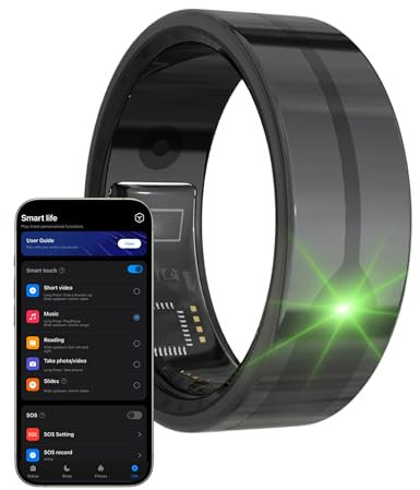 Sxhlseller AIZO Ring – 5 G Ultraleichter Smart Ring Pro mit Touch Steuerung, Fitness Smart Ring mit Neuem APP-System und Ladestation, Gesundheits-Sportmonitor-Tracker (#10)