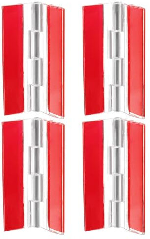 QUARKZMAN 4 Bisagras de Acrílico 65x40mm Bisagra Adhesiva Transparente | Bisagras Continuas, con Eje de Acero Inoxidable, para Armario Cajón Soporte de Exhibición
