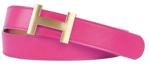 Zakatte • Damen Gürtel aus Kunstleder mit H-Schnalle Hüftgürtel Taillengürtel Damengürtel BS058 (Rosa-Gold, 105 cm)