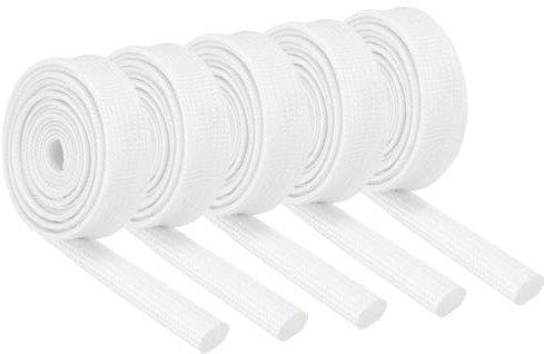QUARKZMAN Trenza de Aislamiento de Alambre Fundas Ignífugas Trenzado de Fibra de Vidrio Recubierto de Silicona de Alta Temperatura para Líneas de Manguera Automotriz Blanco 6mm