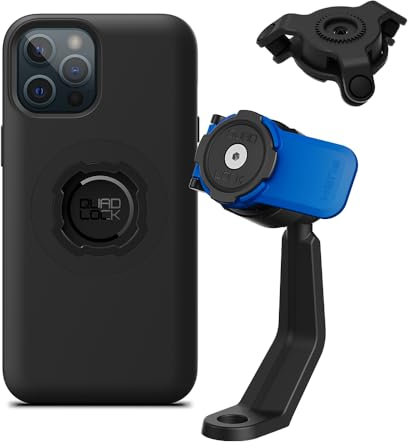 Quad Lock Motorcycle Mirror Stem Phone Mount Kit with Vibration Dampener and iPhone 12 Pro Max MAG Case