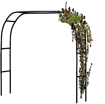 Gartenbogen-Spalier für Kletterpflanzen, Weinreben, Pergola für den Außenbereich, Hochzeitslaube, Dekoration, Blumenballon (Farbe: Schwarz, Größe: 110 B x 87 H)