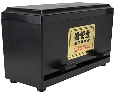 OKUMEYR 1pc Box Straw Box Bar Straw Dispenser Stir Stick Dispenser Coffee Straws Chopstick Dispenser Unwrapped Straws Organizer with Lid Utensil Holders Cutlery Gold Straws Black