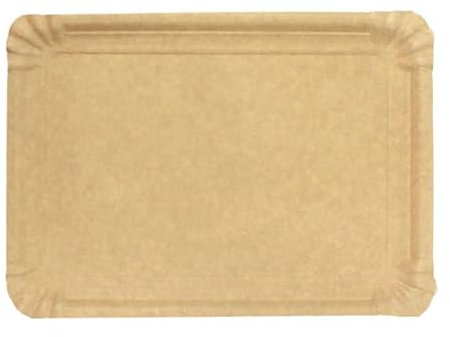 Monouso | 100 Bandejas de Cartón, 16x22cm, Color Kraft, Bandejas para Pastelería, Antigrasa, Presentación, Repostería, Plato de Cartón, Compostable, Reciclable