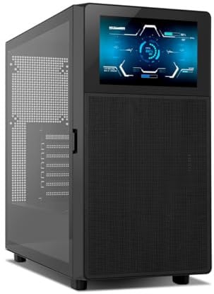 NOX XTREME PRODUCTS HUMMER BIOS - Semitower ATX | M-ATX | ITX, Customizable 8 LCD Display, Metal Mesh Front Panel, Tempered Glass Side, Space for 11 fans, USB-C and 3.0, Black