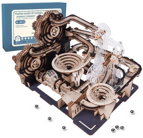 Gueiddi hölzerne 3D Puzzles für Erwachsene, Rompecabezas 3D hölzerne Puzzles Haus Erwärmung Geschenk Hobby Kit Stamm Spielzeug Home Decor (hölzerne Murmelbahn)