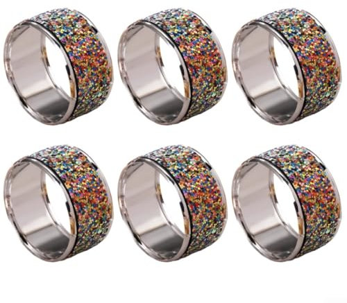 Funkelnde Serviettenringe, 6 Stück, für Hochzeiten, Jubiläen und unvergessliche Dinnerpartys (bunt)