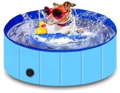 RLINGX Piscine pour chiens, piscine pliable avec toit ouvrant pour petites, moyennes et grandes tailles, baignoire NoSli avec surface résistante à l'usure pour chats et chiens dans le Garde M 80 cm