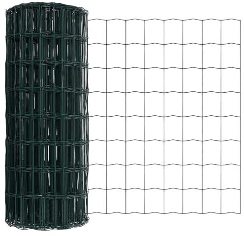 vidaXL Valla Euro Verde 0.6 x 50m de Acero Recubierto de PVC para Jardín y Granja. Tiene un diseño Moderno, es una Rejilla Exterior Duradera Que Sirve como Marcador Decorativo de límites. Es una barr