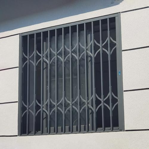 Barres de sécurité verrouillables pour fenêtre coulissante – Protections anti-effraction en aluminium pour fenêtres et portes, garde-corps de sécurité gris, protection de fenêtre de sous-sol (81,3 x