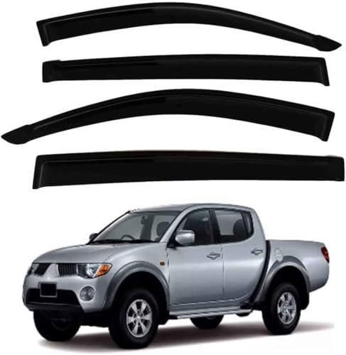 HNHPY Auto Windabweiser für Mitsubishi L200 Triton 2006-2014, Windabweiser Autofenster Regenschutz Sonnenschutz Seitenfenster Luftabweiser Zubehör