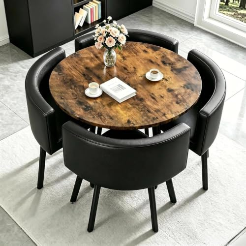 AMZSEW Space Saving Dining Table and Chairs Set 4 for Small Apartment