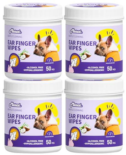 MIOSSZI 200ct Pet Finger Wipes for Dogs & Cats - Dog Ear Cleaner for Itch Relief Remove Wax & Odor, Dog Ear Cleaning Finger Wipes-Pet Ear Finger Wipes
