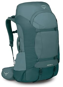 Osprey Farpoint Trek 55L Herren-Reiserucksack – Hybrid-Rucksack & Reisetasche mit interner Organisation, Cascade Blue/Torrent Blue