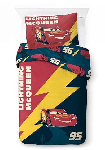 Jay Franco Kids Disney Cars Bettwäscheset – 100% Baumwolle, superweiche Bettwäsche mit Kissenbezug, offiziell Lizenziertes Produkt, Mehrfarbig, 2-teilig, Einzelbett