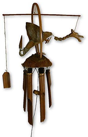 Thai Gifts Bamboo Windchime - Hand-Carved Dragon Design