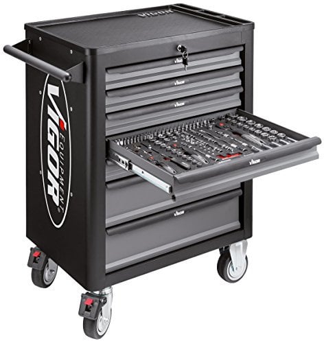 Vigor Werkstattwagen mit Sortiment, 1000 x 723 x 459 mm, Anzahl Werkzeuge: 344, 1 Stück, V4560