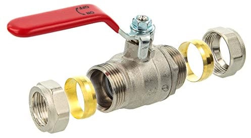 tecuro-Kugelhahn Ø 28 mm mit Klemmringverschraubung für Kupfer- und Edelstahlrohre - Temperaturbereich -10°C bis +150°C, Messing