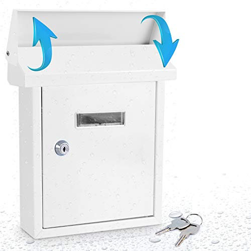 Serenelife Boîte aux lettres en acier galvanisé résistant aux intempéries avec rabat en métal pour lettres, journaux, tirelires, boîtes aux lettres décoratives pour l'extérieur, le bureau à domicile,