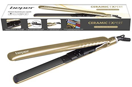 BEPER 40.450GO Planchas del Pelo con Temperatura Regulable - Plancha Pelo Para Cabello Liso, Rizado, Ondas