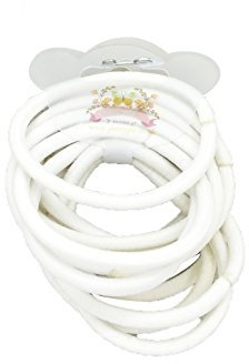 PrettyBoutique Set of 12 4mm thick Endless Snag Free Hair Elastics Bobbles Bands Ponios (White)