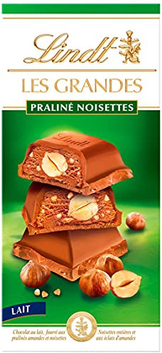 Lindt - Tablette Pralinés Noisettes LES GRANDES - Chocolat au Lait - 225g