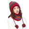 Frauen Strickmütze Schal Set Winter Warm Verdicken Häkeln Bobble Pom Pom Mütze Hut Cap Outdoor Ski Snowboard Cycle Bobble Säumen Hüte mit Fleece-Futter für Damen Mädchen Indoor und Outdoor