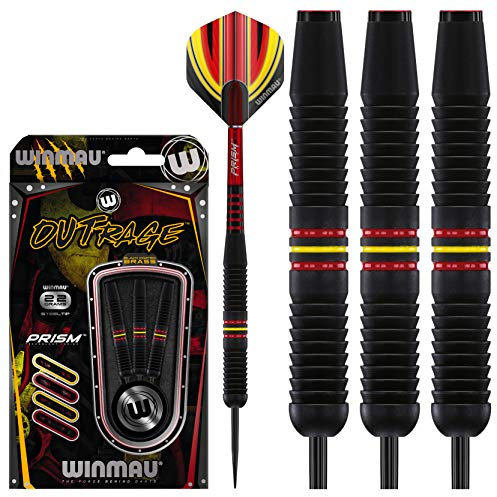 WINMAU Outrage 22 gram Brass Dartpfeile Set mit Flights und Schäfte