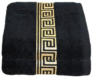 Julie Julsen 2er Pack Saunatücher Chemikalien-Frei 600g/m² Saunatuch Strandtuch Schwarz-Gold 80 x 200 cm 100% Baumwolle - Oeko TEX Std 100 Zertifizierung - Weich und Saugstark - Waschmaschinenfest