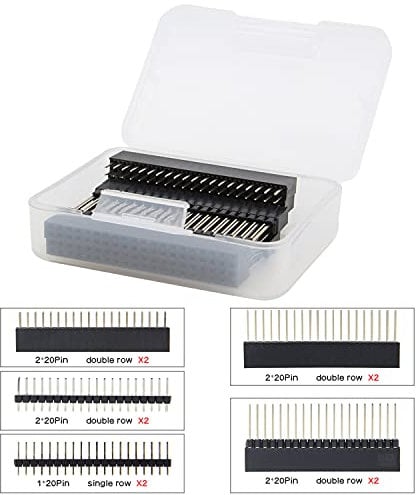 Geekworm 2x20 40 Pin Stacking Female Header Kit for Raspberry Pi 5 / Raspberry Pi 4 / 3B+ / 3B / 2B / B+ / Zero (Zero W) (4 Specifications), Raspberry Pi GPIO Stacking Header/Extender