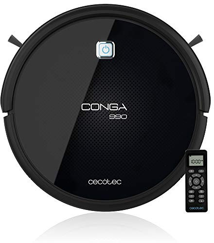 Cecotec Robot Aspirador y Fregasuelos Conga 990 Vital. iTech 3.0, Friega, Aspira, Barre y Pasa la mopa, Potencia Succión hasta 1400 PA, Programable, Tanque Mixto, 6 Modos, Mando a Distancia