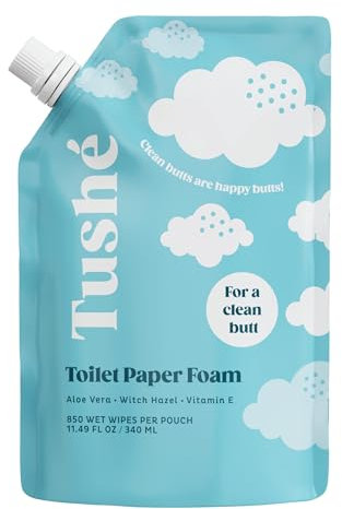 Toilet Paper Foam Spray Refill – Flushable Wet Wipe Alternative for Sensitive Skin – Unscented, Septic Safe – Aloe Vera, Witch Hazel & Vitamin E – 340ml (11.49 fl oz)