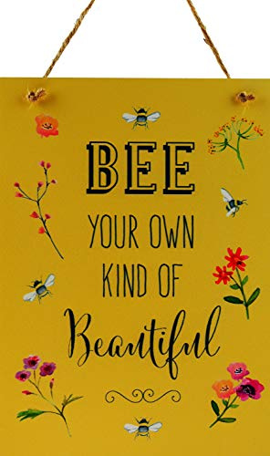 English Tableware Company Bee Happy Wall Plaque, 25 cm Height x 18 cm Width x 0.5 cm Depth, Yellow