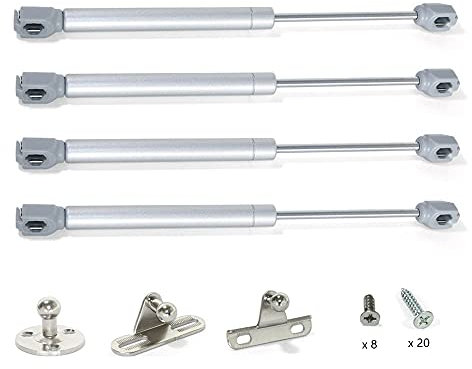 Gedotec Gasdruckfeder Klappenbeschlag Klappenfeder Küchen-Schrank für Möbel-Klappen | BETTI | Gasdruckdämpfer 150 Nm | Länge 268 mm | 4 Kompressionsfedern stark - Komplett-Set mit Befestigungsmaterial