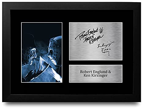 HWC Trading: A4 Robert Englund & Ken Kirzinger Freddy vs Jason Geschenke - Signiert Autogramm Bild Für Film-Erinnerungsstücke-Fans - A4 Framed Wandbild Wohnzimmer