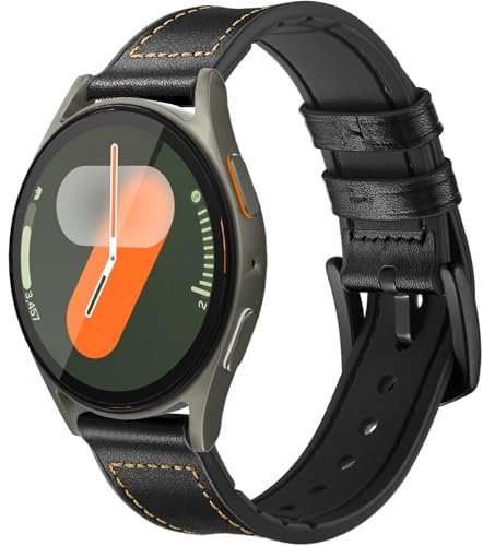 Aimtel Armband Kompatibel mit Samsung Galaxy Watch 7 40/44mm/Galaxy Watch 6 40/44mm/Classic 43/47mm/Galaxy Watch FE 40mm/Galaxy Watch 5/4 Armband, 20mm Leder Silikon Hybrid Ersatzarmband
