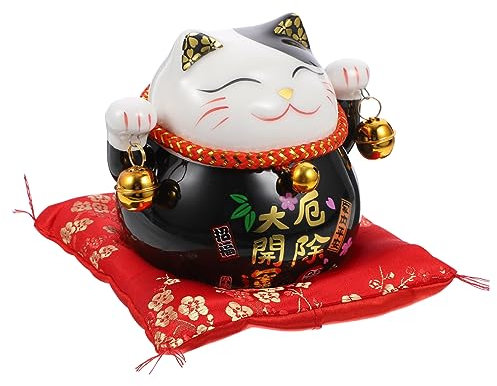 NOLITOY Katze Spardose Maneki Neko Glückskatze Spardose Spardose Spartopf Wechselgeld Organizer (schwarz)